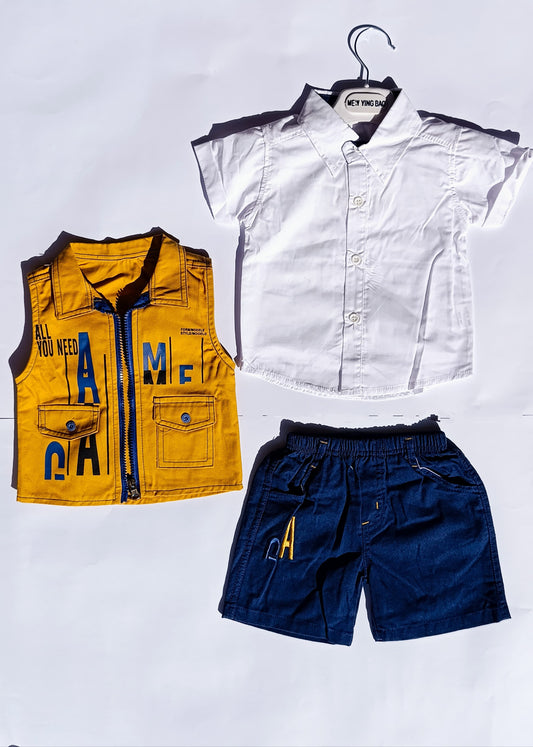 Boys dress Top+ T shirt + Shorts, 100% cotton